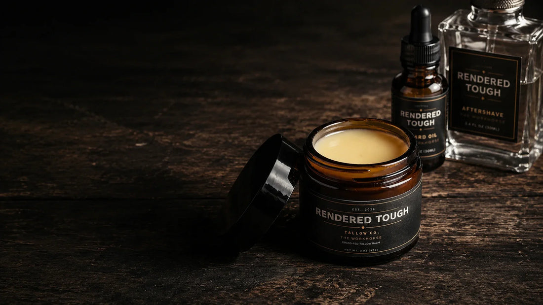 tallow for dry cracked hands rubbed into a working man's split knuckles
