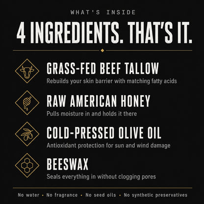 List of ingredients used in a skincare product on a black background